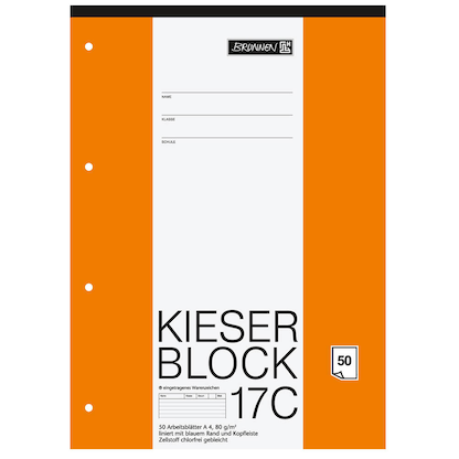 Artikelbild 2 für BRUNNEN Arbeitsblock Kieserblock gelocht DIN A4 liniert Lineatur 17C, 1 Block, Artikelnummer 121645