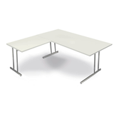 Artikelbild 1 für Kerkmann Lago Schreibtisch weiß L-Form, C-Fuß-Gestell chrom 180,0 x 80,0 cm, Artikelnummer 656095