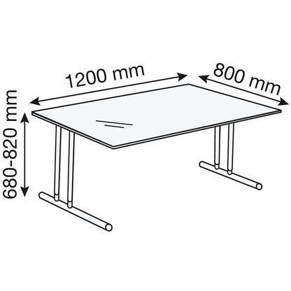 Artikelbild 2 für Kerkmann Lago Schreibtisch satiniert rechteckig, C-Fuß-Gestell chrom 120,0 x 80,0 cm, Artikelnummer 655908