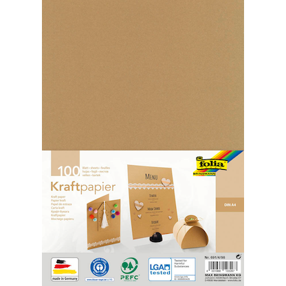 Artikelbild für folia Tonpapier Kraftpapier braun 120 g/qm 100 Blatt, Artikelnummer 258271