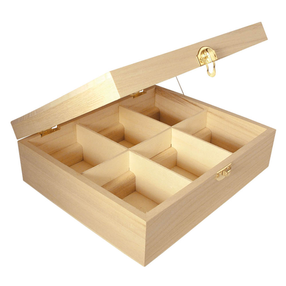 Artikelbild für Rayher Bastelholz natur Teebox mit 6 Fächer, 1 St., Artikelnummer 628713
