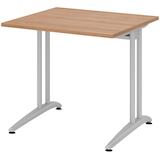 Artikelbild 1 für HAMMERBACHER Altus Schreibtisch nussbaum quadratisch, C-Fuß-Gestell silber 80,0 x 80,0 cm, Artikelnummer 962498