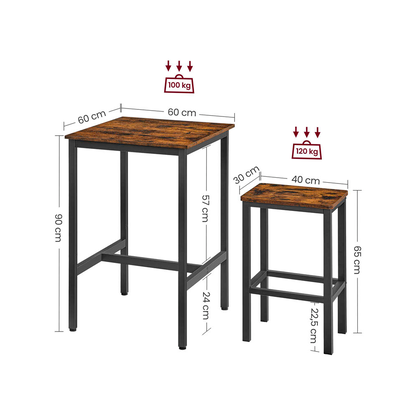 Artikelbild 7 für VASAGLE Bartisch-Set, schwarz Holz, Metall, 3-teilig, Artikelnummer 290359