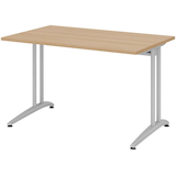 Artikelbild 1 für HAMMERBACHER BS12 Schreibtisch eiche rechteckig, C-Fuß-Gestell silber 120,0 x 80,0 cm, Artikelnummer 859266
