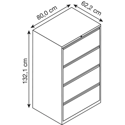 Artikelbild 2 für BISLEY LIGHT Hängeregistraturschrank lichtgrau 4 Schubladen 80,0 x 62,2 x 132,1 cm, 1 St., Artikelnummer 894980