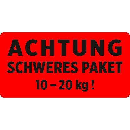 Artikelbild 2 für AVERY Zweckform Warnetiketten rot »ACHTUNG SCHWERES PAKET 10-20 kg!« 100,0 x 50,0 mm, 1 Etiketten , Artikelnummer 609398