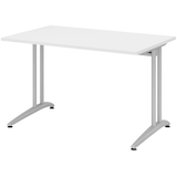 Artikelbild 1 für HAMMERBACHER BS12 Schreibtisch weiß rechteckig, C-Fuß-Gestell silber 120,0 x 80,0 cm, Artikelnummer 860104