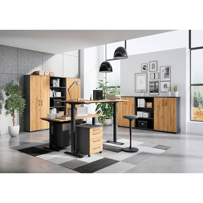 Artikelbild 6 für GERMANIA Profi 3.0 höhenverstellbarer Schreibtisch grandson-eiche rechteckig, C-Fuß-Gestell schwarz 160,0 x 80,0 cm, Artikelnummer 166407