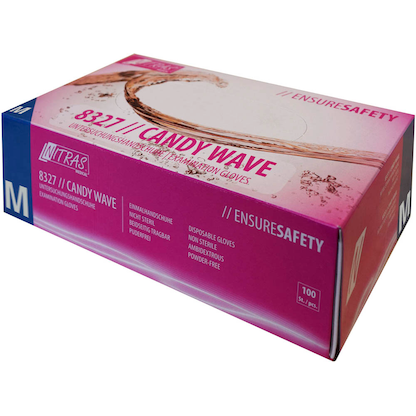 Artikelbild 3 für NITRAS MEDICAL unisex Einmalhandschuhe CANDY WAVE pink Größe M, 100 St., Artikelnummer 684727