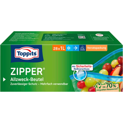 Artikelbild für Toppits Gefrierbeutel ZIPPER 1,0 l, 28 St., Artikelnummer 441818