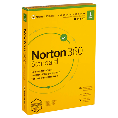 Artikelbild für Norton 360 Standard Sicherheitssoftware Vollversion (PKC), Artikelnummer 720163