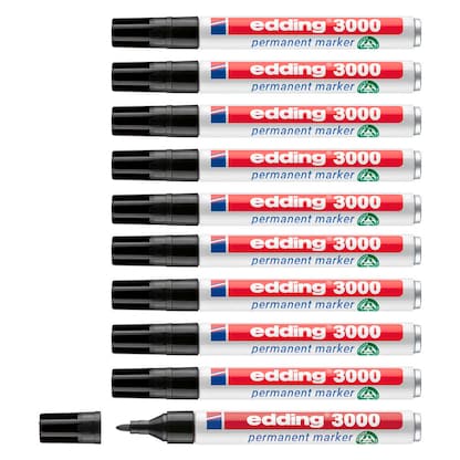 Artikelbild für AKTION: edding 3000 Permanentmarker schwarz 1,5 - 3,0 mm, 10 St., Artikelnummer 103143