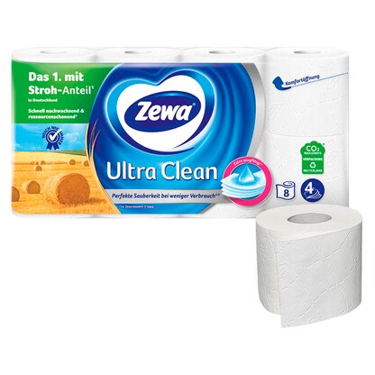 Artikelbild für Zewa Toilettenpapier Ultra Clean 4-lagig, 8 Rollen, Artikelnummer 966130