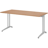 Artikelbild 1 für HAMMERBACHER Altus Schreibtisch nussbaum rechteckig, C-Fuß-Gestell silber 160,0 x 80,0 cm, Artikelnummer 962530