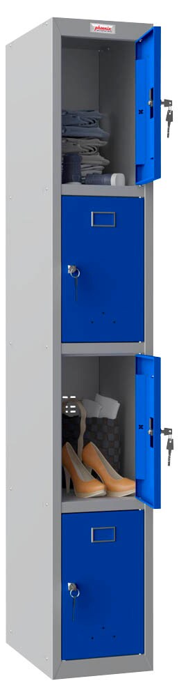 Spind Locker phoenix Spind Locker blau, grau PL1430GBK, 4 Schließfächer 30,0 x 50,0 ...