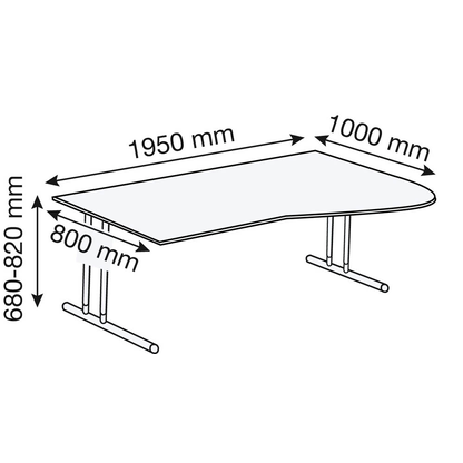 Artikelbild 2 für Kerkmann Lago Schreibtisch anthrazit L-Form, C-Fuß-Gestell chrom 195,0 x 80,0/100,0 cm, Artikelnummer 655980