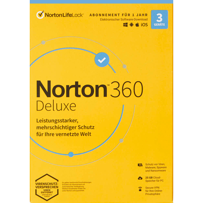 Artikelbild 2 für Norton 360 Deluxe Sicherheitssoftware Vollversion (PKC), Artikelnummer 720171