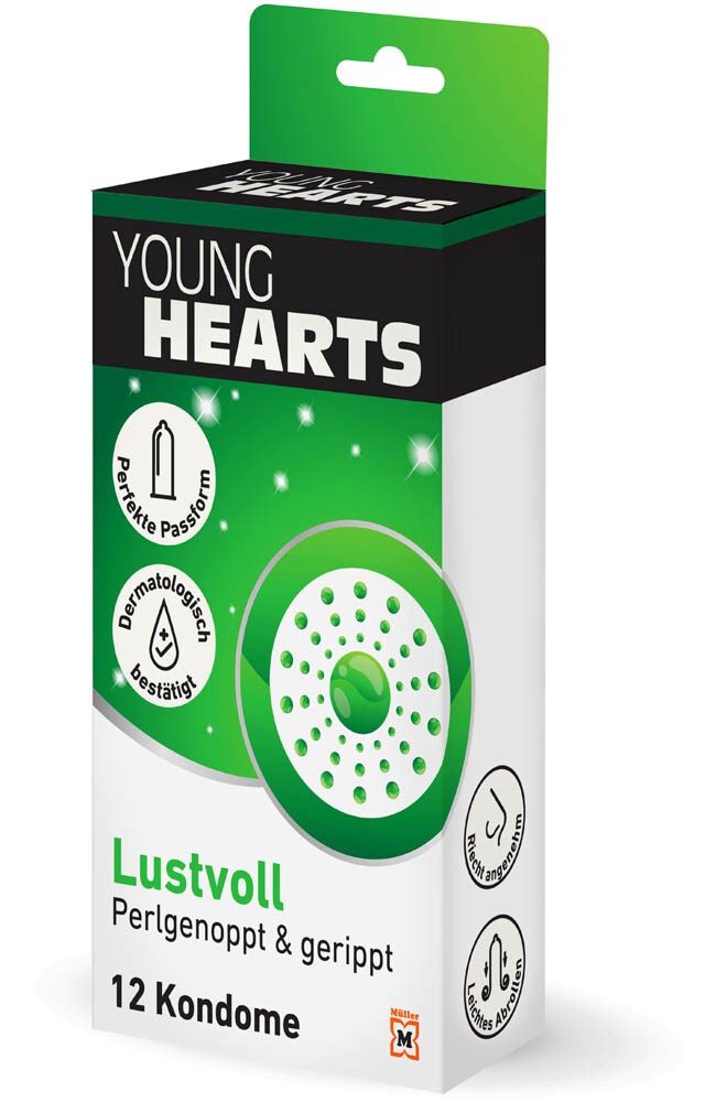 YOUNG HEARTS Kondome Lustvoll - perlgenoppt und gerippt, 12 St. | office  discount