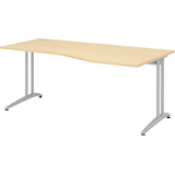 Artikelbild 1 für HAMMERBACHER Altus Schreibtisch ahorn Trapezform, C-Fuß-Gestell silber 180,0 x 80,0/100,0 cm, Artikelnummer 963751