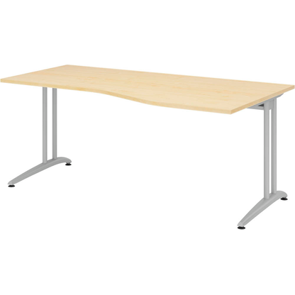 Artikelbild für HAMMERBACHER Altus Schreibtisch ahorn Trapezform, C-Fuß-Gestell silber 180,0 x 80,0/100,0 cm, Artikelnummer 963751