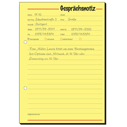 Artikelbild 3 für SIGEL Gesprächsnotiz Formularbuch GE513, 1 St., Artikelnummer 854893