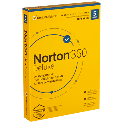 Artikelbild für Norton 360 Deluxe Sicherheitssoftware Vollversion (PKC), Artikelnummer 720187