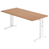 Artikelbild 1 für HAMMERBACHER OS 16 höhenverstellbarer Schreibtisch nussbaum rechteckig, C-Fuß-Gestell weiß 160,0 x 80,0 cm, Artikelnummer 657294