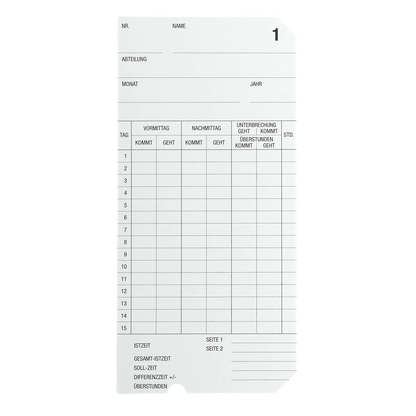 Artikelbild für BÜRK MOBATIME Stempelkarten Typ 2 - 6, 500 St., Artikelnummer 580480