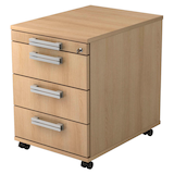 Artikelbild 1 für HAMMERBACHER AC30 Rollcontainer eiche 4 Auszüge 42,8 x 58,0 x 59,0 cm, Artikelnummer 860573