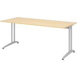 Artikelbild 1 für HAMMERBACHER Altus Schreibtisch ahorn rechteckig, C-Fuß-Gestell silber 180,0 x 80,0 cm, Artikelnummer 248993