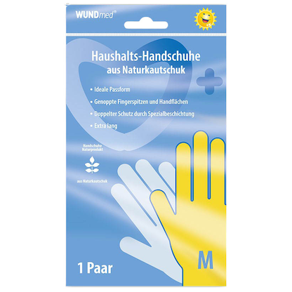 Artikelbild für WUNDmed® unisex Gummihandschuhe gelb Größe M, 1 Paar, Artikelnummer 471447