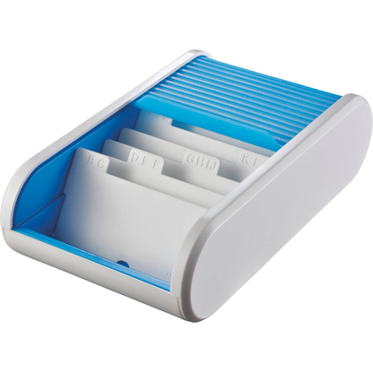 Artikelbild 2 für helit Visitenkartenbox weiß/hellblau, für bis zu 300 Visitenkarten, Artikelnummer 451757