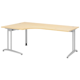 Artikelbild 1 für HAMMERBACHER Altus Schreibtisch ahorn L-Form, C-Fuß-Gestell silber 200,0 x 80,0/120,0 cm, Artikelnummer 963876