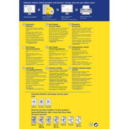 Artikelbild 3 für AVERY Zweckform Sicherheitsetiketten L6112-20 weiß 40,0 x 40,0 mm, 20 Blatt, Artikelnummer 896894