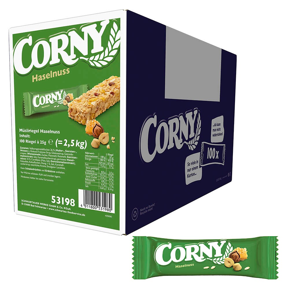 CORNY Classic Haselnuss Müsliriegel 100 Riegel, 100 St. | office discount