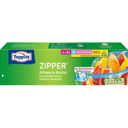 Artikelbild für Toppits Gefrierbeutel ZIPPER 6,0 l, 12 St., Artikelnummer 441836