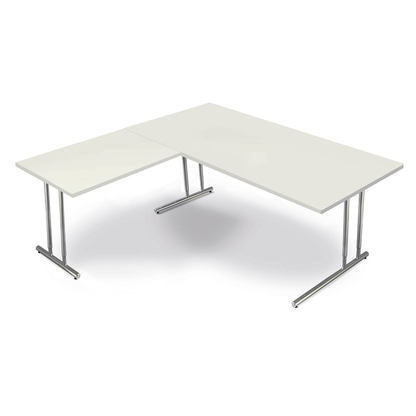 Artikelbild für Kerkmann Lago Schreibtisch weiß L-Form, C-Fuß-Gestell chrom 200,0 x 100,0 cm, Artikelnummer 656114