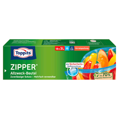 Artikelbild für Toppits Gefrierbeutel ZIPPER 3,0 l, 18 St., Artikelnummer 441847