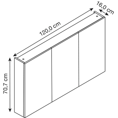 Artikelbild 2 für MÖBELPARTNER Spiegelschrank Basic 134110 weiß glanz 120,0 x 16,0 x 70,7 cm, Artikelnummer 673002