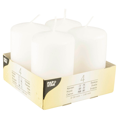 Artikelbild für STARPAK Stumpenkerzen weiß, 4 St., Artikelnummer 514048
