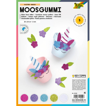 Artikelbild für folia Moosgummi Glitter Magic mehrfarbig 5 Bogen, Artikelnummer 816350