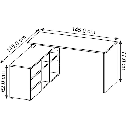 Artikelbild 2 für GERMANIA Lissabon Schreibtisch grafit, navarra-eiche rechteckig, Wangen-Gestell grau 145,0 x 145,0 cm, Artikelnummer 881551