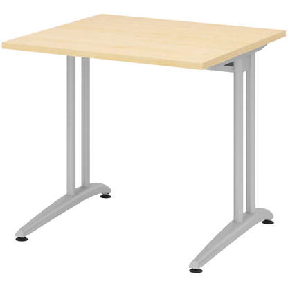 Artikelbild für HAMMERBACHER Altus Schreibtisch ahorn quadratisch, C-Fuß-Gestell silber 80,0 x 80,0 cm, Artikelnummer 962480