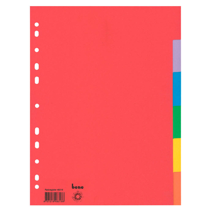 Artikelbild für bene Ordnerregister DIN A4 Vollformat blanko farbig 6-teilig, 1 Satz, Artikelnummer 733550
