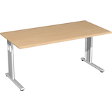 Artikelbild 1 für geramöbel Flex höhenverstellbarer Schreibtisch buche rechteckig, C-Fuß-Gestell silber 160,0 x 80,0 cm, Artikelnummer 880967