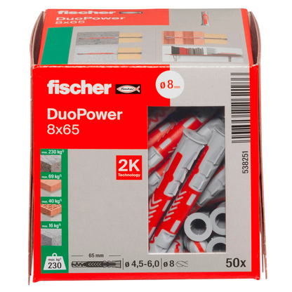 Artikelbild 2 für fischer DuoPower 8x65 2K 538251 Universaldübel Ø 8 mm x 65 mm, 50 St., Artikelnummer 480089