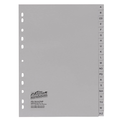 Artikelbild für AKTION: office discount Ordnerregister DIN A4 Vollformat A-Z grau 20-teilig, 1 Satz, Artikelnummer 107452
