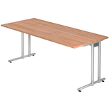 Artikelbild 1 für HAMMERBACHER Prokura Schreibtisch nussbaum rechteckig, C-Fuß-Gestell silber 180,0 x 80,0 cm, Artikelnummer 249134