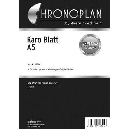 Artikelbild 3 für CHRONOPLAN Ringbuch-Ergänzungsblätter kariert A5, 50 Blatt, Artikelnummer 362616