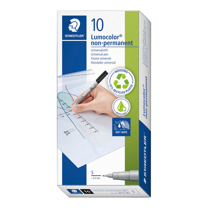 Artikelbild 10 für STAEDTLER Lumocolor Folienstifte schwarz 0,4 mm non-permanent, 10 St., Artikelnummer 147504